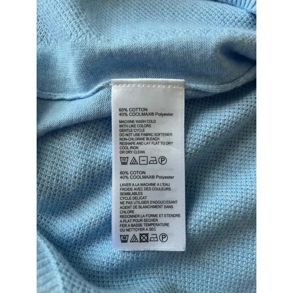 Tommy Bahama IslandZone Men's L Blue Coolmax Cotton Quarter Zip Sweater Preppy